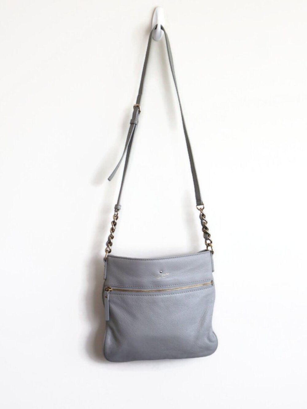 Kate Spade Crossbody Bag - Light Grey with Gold Hardware - Genuine Leather